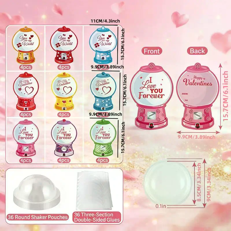 18/36 Pcs DIY Valentines Candy - Bubble Gum Machine recensie en prijs
